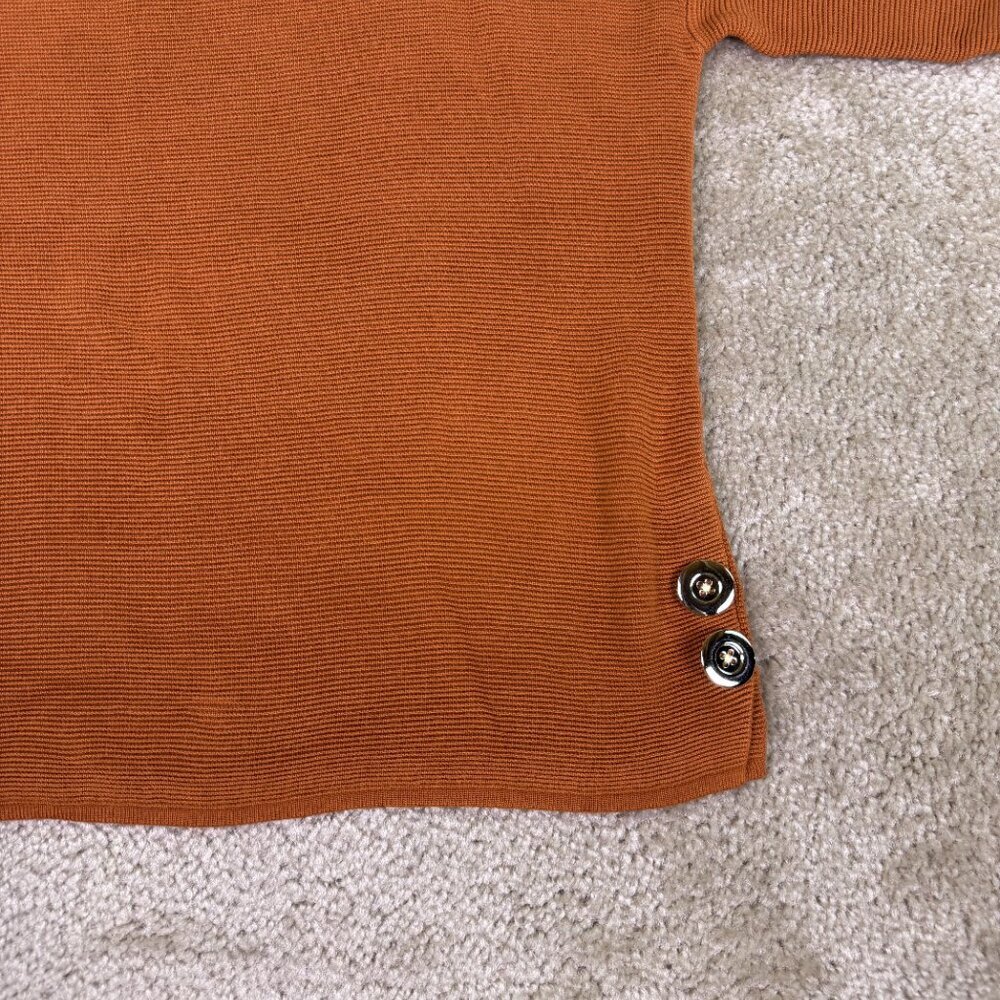 Chico's Women's Top Size 1 S/M Orange 3/4 Sleeve Knit Rayon Career Casual F221 - Picture 2 of 10